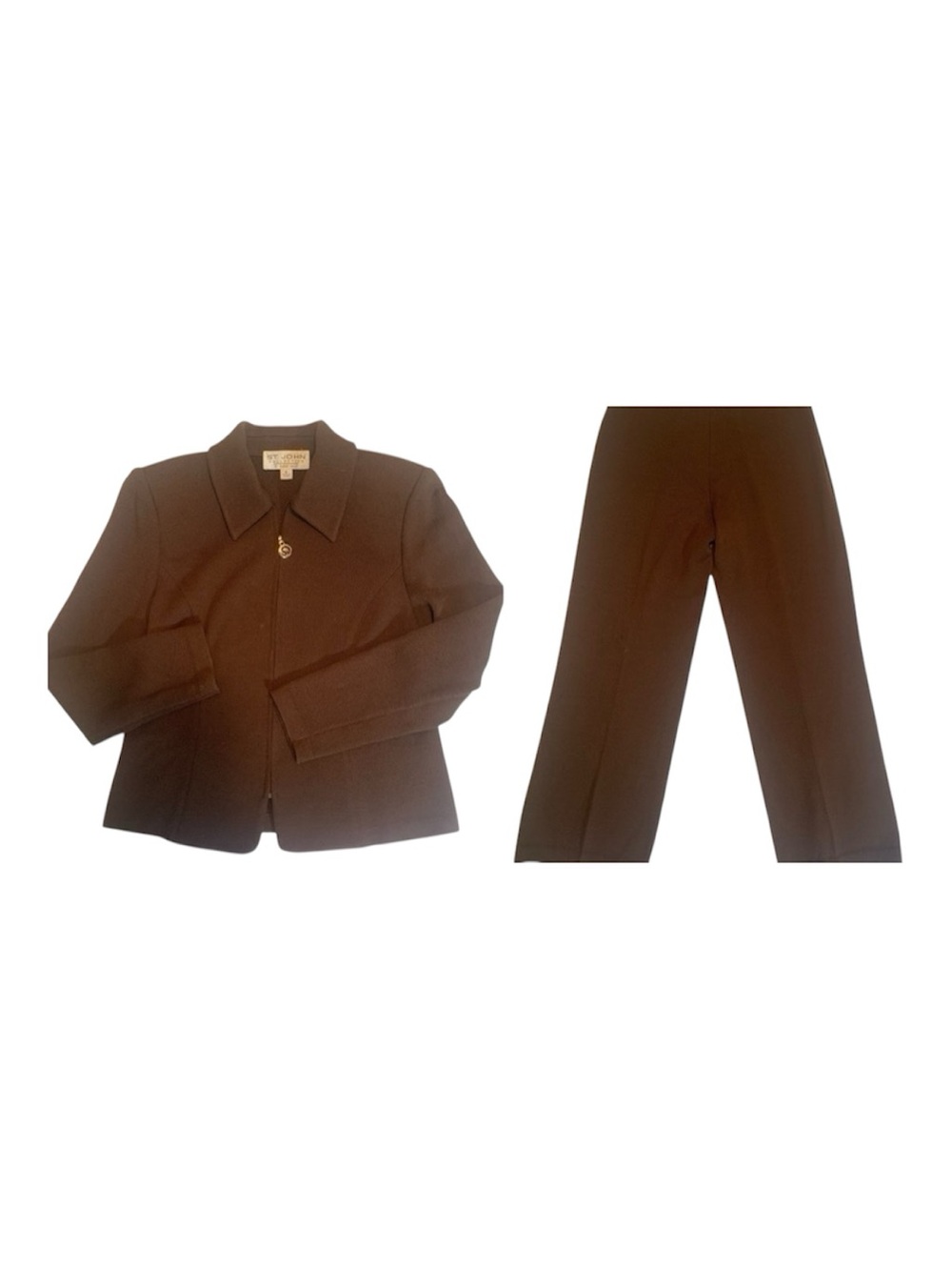 Santana Knit 2-piece St. John Collection pant suit Chocolate Brown Ladies 6-8